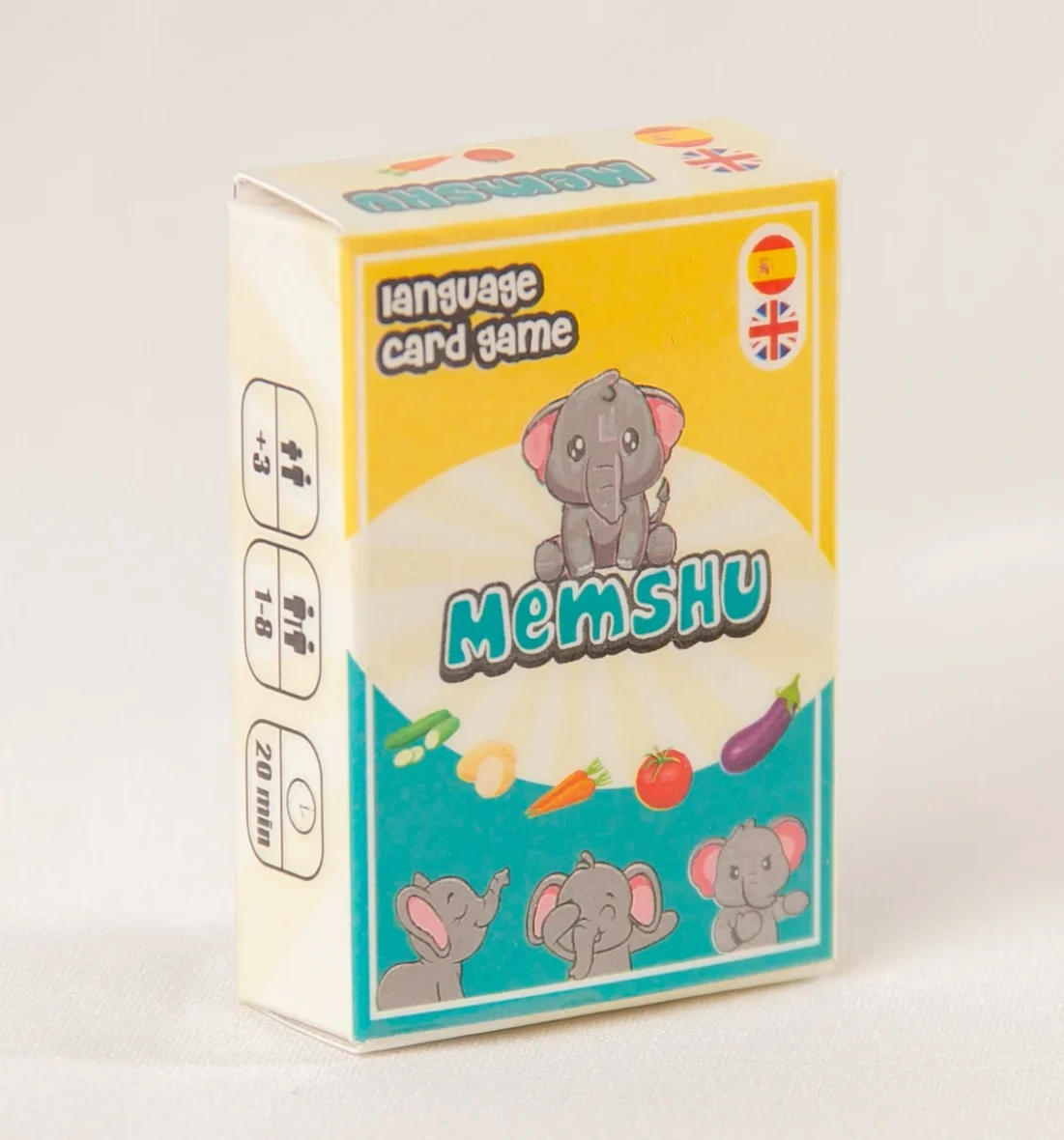 Verduras en inglés para niños – Juego de cartas – Memshu (27 cartas)